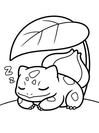 Desenho de Sleeping Bulbasaur para colorir e imprimir grátis