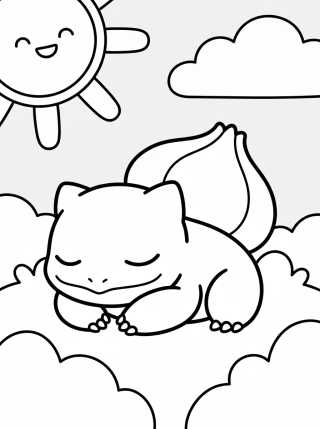 Desenho de Sleeping Bulbasaur on the Grass para colorir e imprimir grátis
