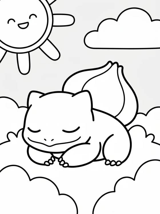 Desenho de Sleeping Bulbasaur on the Grass para colorir e imprimir grátis