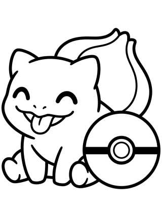 Desenho de Bulbasaur and the Poké Ball para colorir e imprimir grátis