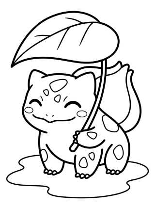 Desenho de Cute Bulbasaur with a Leaf para colorir e imprimir grátis