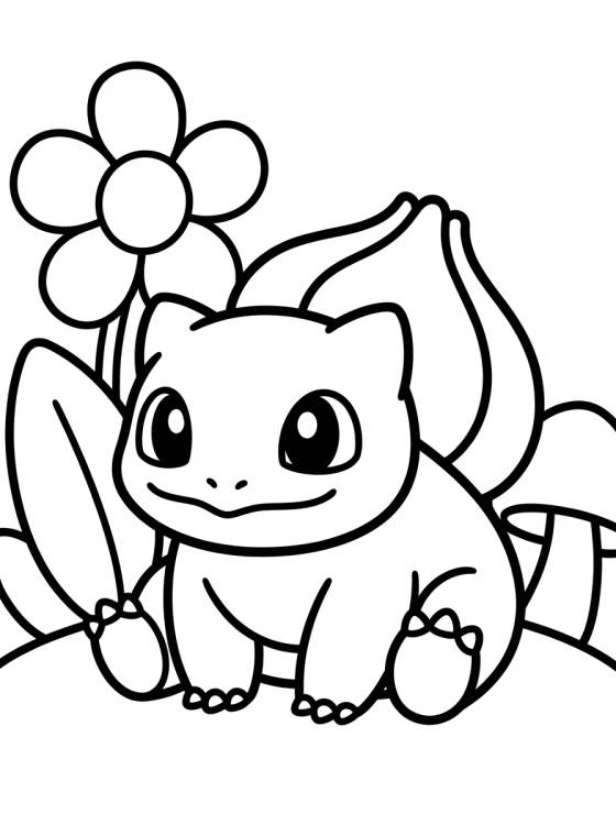 Desenho de Cute Bulbasaur in the Garden para colorir e imprimir grátis