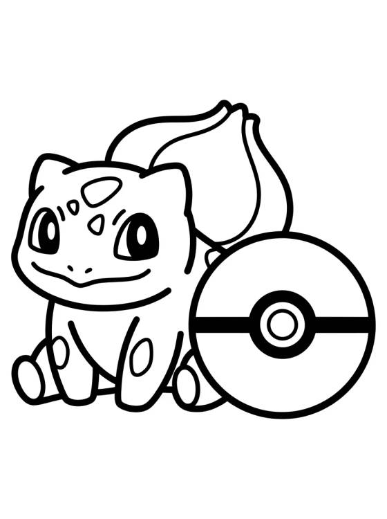 Desenho de Kawaii Bulbasaur with Pokéball para colorir e imprimir grátis
