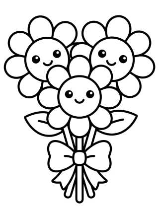 Desenho de Happy Sunflower Bouquet para colorir e imprimir grátis