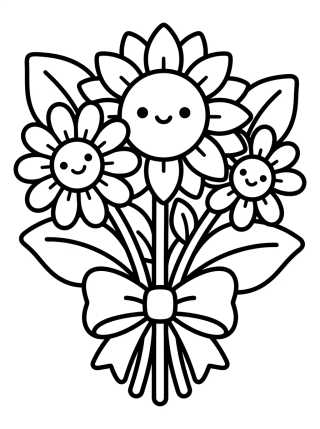 Desenho de Daisy and Sunflower Bouquet para colorir e imprimir grátis
