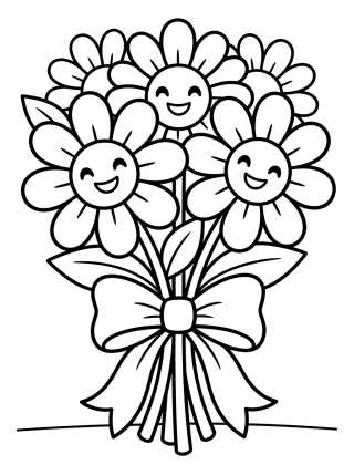 Desenho de Smiling Daisy Bouquet para colorir e imprimir grátis