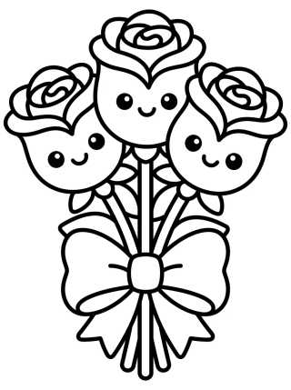 Desenho de Cute Rose Bouquet para colorir e imprimir grátis