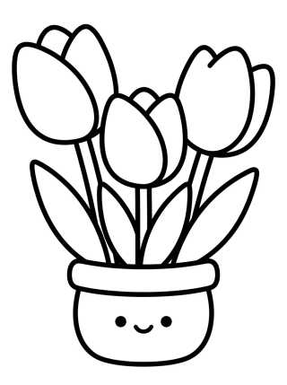 Desenho de Tulip Bouquet in a Vase para colorir e imprimir grátis