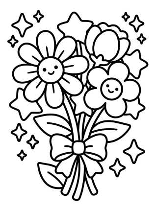 Desenho de Magical Mixed Flower Bouquet para colorir e imprimir grátis