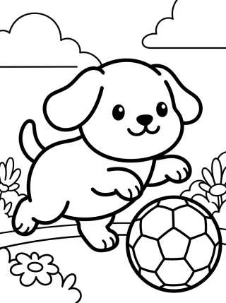 Desenho de Dog Playing with a Ball para colorir e imprimir grátis