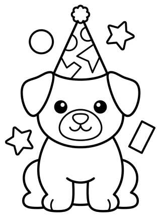 Desenho de Dog with Birthday Hat para colorir e imprimir grátis