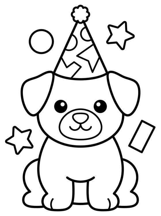 Desenho de Dog with Birthday Hat para colorir e imprimir grátis