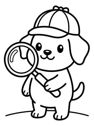Desenho de Detective Dog with Magnifying Glass para colorir e imprimir grátis