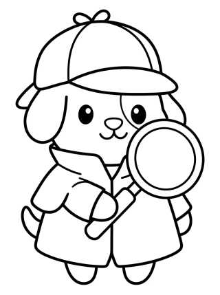 Desenho de Cute Detective Dog para colorir e imprimir grátis