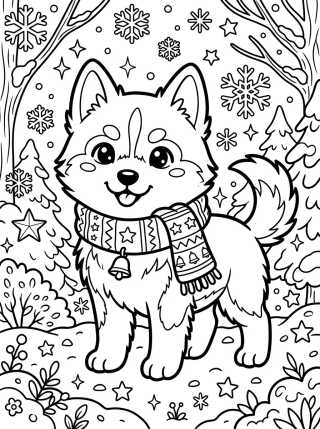 Desenho de Siberian Husky Puppy para colorir e imprimir grátis