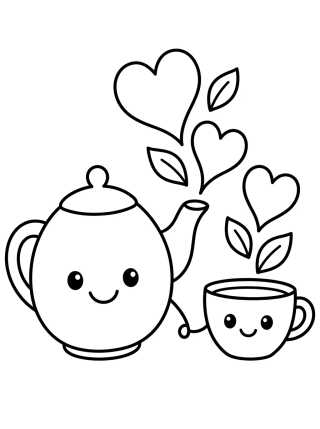 Desenho de Best Friend Teapot and Cup para colorir e imprimir grátis