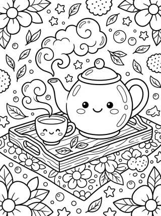 Desenho de Teapot and Cup Best Friends para colorir e imprimir grátis