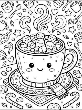 Desenho de Hot Chocolate with Marshmallows para colorir e imprimir grátis