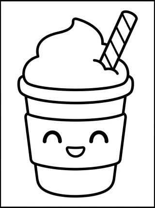 Desenho de Cute Coffee Cup with Whipped Cream para colorir e imprimir grátis