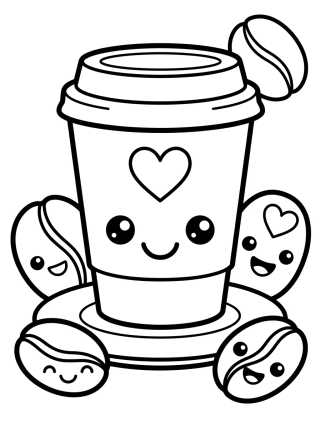 Desenho de Smiling Kawaii Coffee Cup para colorir e imprimir grátis