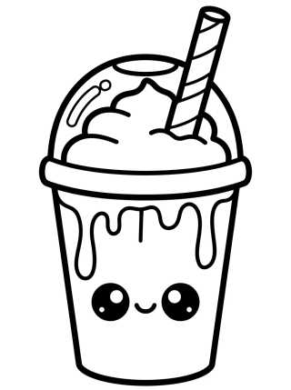 Desenho de Frappuccino Cup with Straw para colorir e imprimir grátis