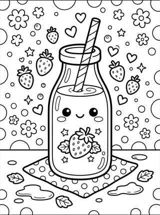 Desenho de Strawberry Milk Bottle para colorir e imprimir grátis