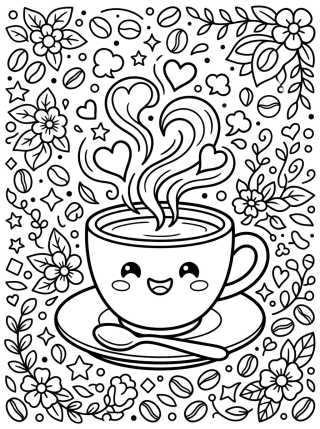 Desenho de Cute Coffee Mug para colorir e imprimir grátis