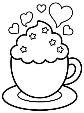 Desenho de Cappuccino Cup with Whipped Cream para colorir e imprimir grátis