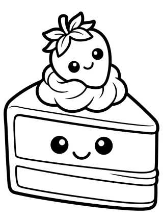 Desenho de Kawaii Strawberry Cake para colorir e imprimir grátis