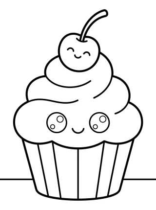 Desenho de Cute Cupcake with Cherry para colorir e imprimir grátis