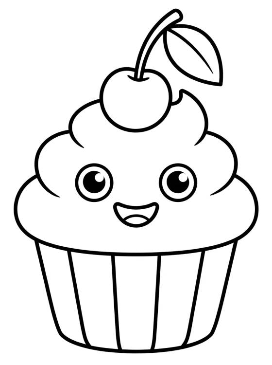 Desenho de Smiling Cupcake with a Cherry para colorir e imprimir grátis