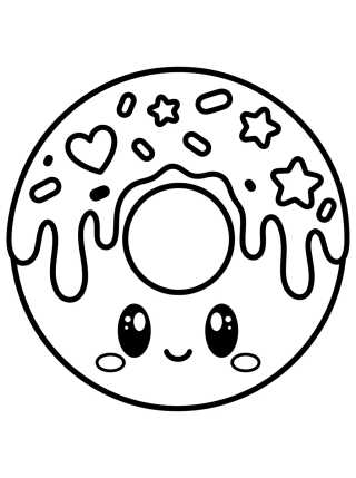 Desenho de Cute Donut with Frosting para colorir e imprimir grátis