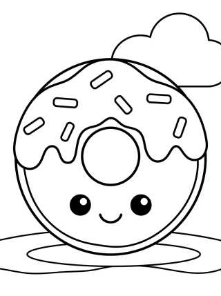 Desenho de Cute Glazed Donut para colorir e imprimir grátis