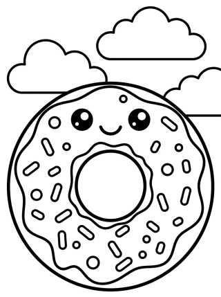 Desenho de Smiling Donut with Frosting para colorir e imprimir grátis
