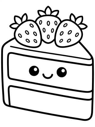 Desenho de Strawberry Cake Slice para colorir e imprimir grátis