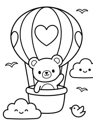 Desenho de Traveling Bear in a Hot Air Balloon para colorir e imprimir grátis