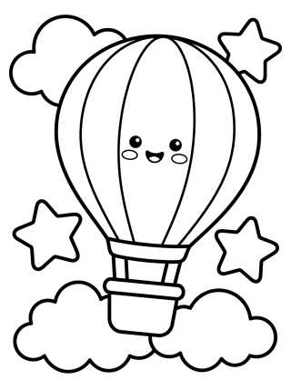 Desenho de Cute Little Hot Air Balloon para colorir e imprimir grátis