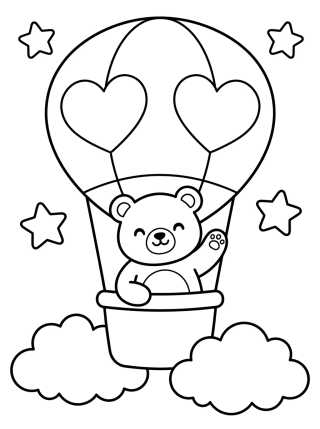 Desenho de Traveler Teddy Bear in a Hot Air Balloon para colorir e imprimir grátis