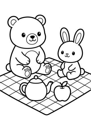 Desenho de Bobbie and Bunny Having a Picnic para colorir e imprimir grátis