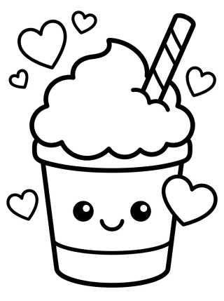 Desenho de Kawaii Coffee Cup with Whipped Cream para colorir e imprimir grátis