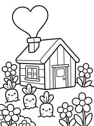 Desenho de Country Cottage with Garden para colorir e imprimir grátis