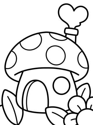 Desenho de Cute Kawaii Mushroom Home para colorir e imprimir grátis