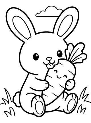 Desenho de Bunny Eating a Carrot para colorir e imprimir grátis