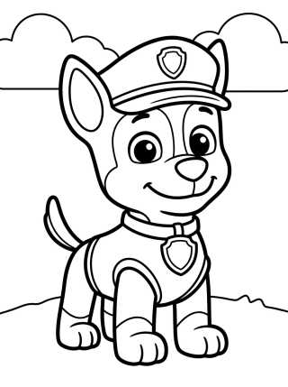 Desenho de Kawaii Chase the Police Dog Coloring Page para colorir e imprimir grátis