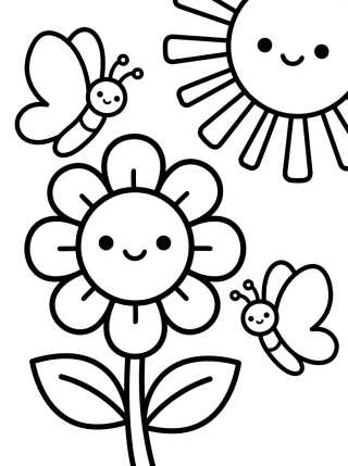 Desenho de Kawaii Flower Springtime para colorir e imprimir grátis