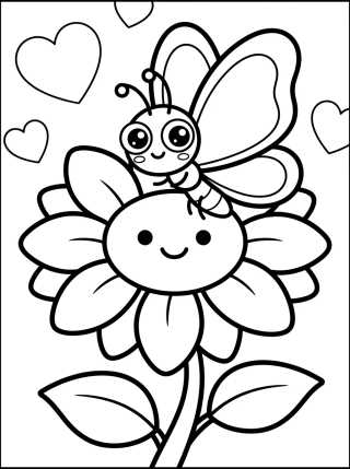 Desenho de Smiling Butterfly on Flower para colorir e imprimir grátis