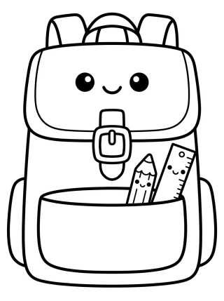 Desenho de Cute and Smiling School Bag para colorir e imprimir grátis