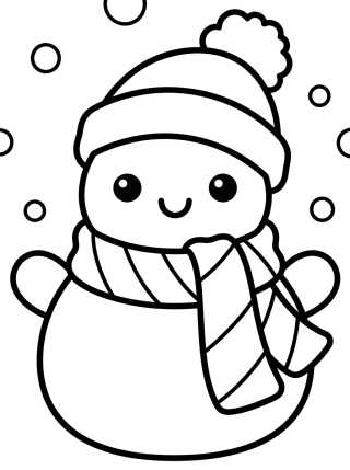 Desenho de Sweet Snowman with Scarf para colorir e imprimir grátis