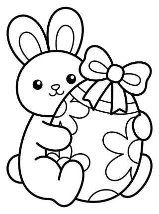 Desenho de Easter Bunny with Decorated Egg para colorir e imprimir grátis