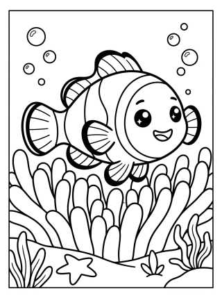 Desenho de Cute Clownfish Coloring Page para colorir e imprimir grátis